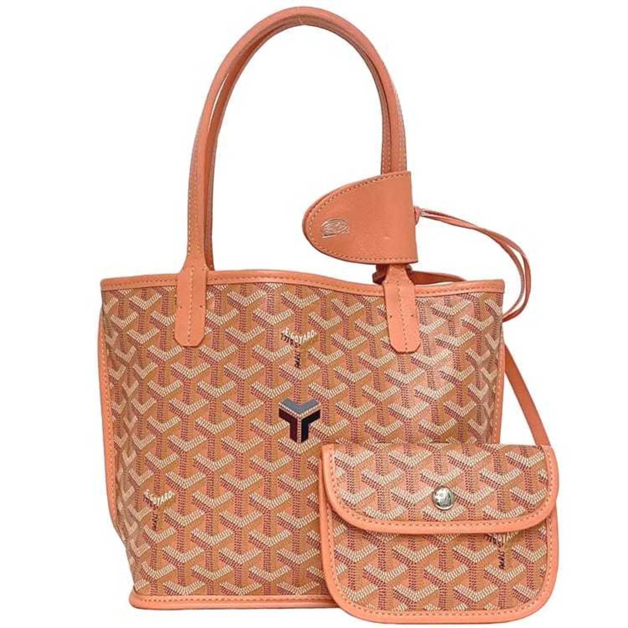 Goyard Salmon Pink Canvas Leather Tote Bag Pre-Owned