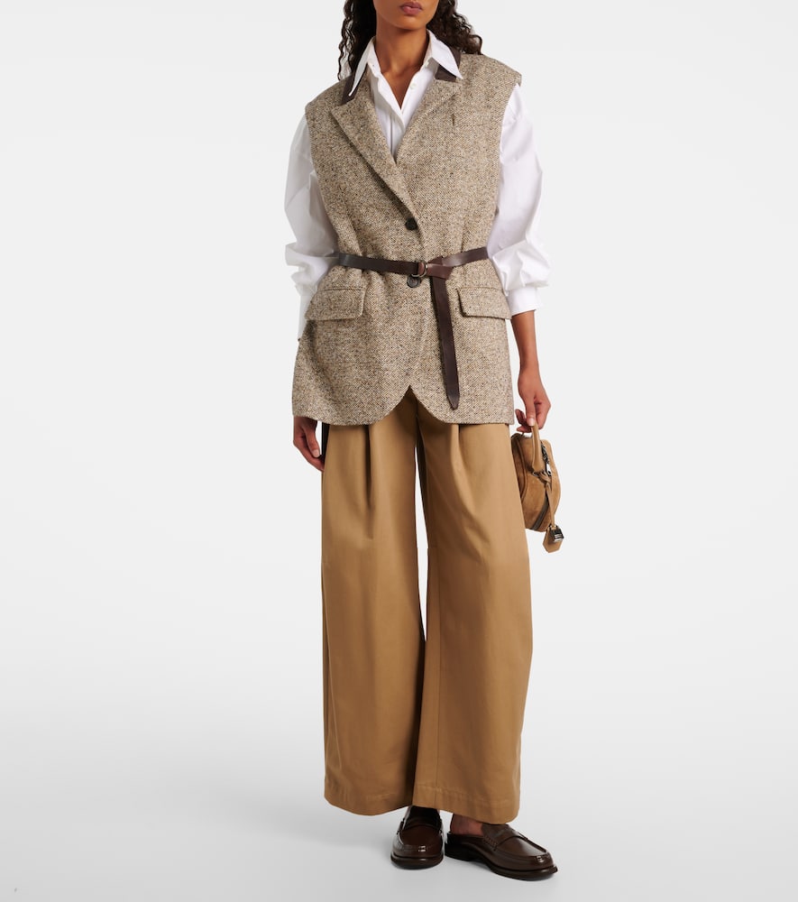 Belted wool and silk-blend vest