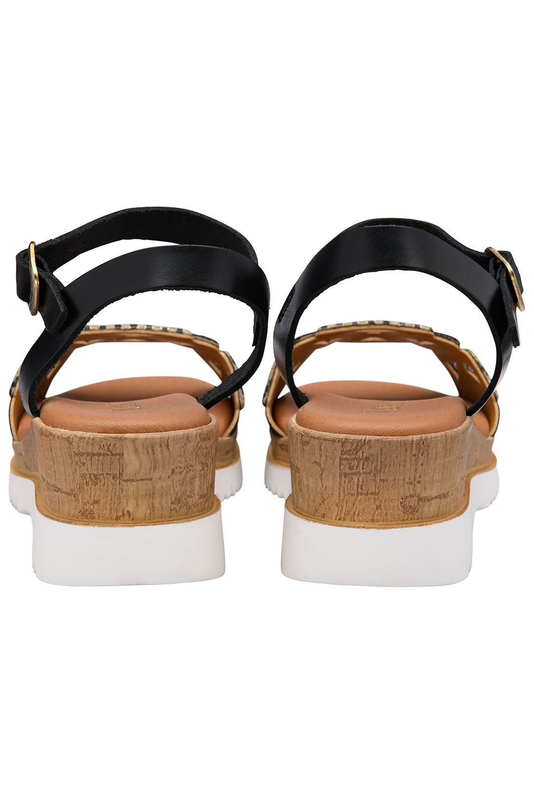 Lotus 'ariah' Leather Wedge Sandals In Black