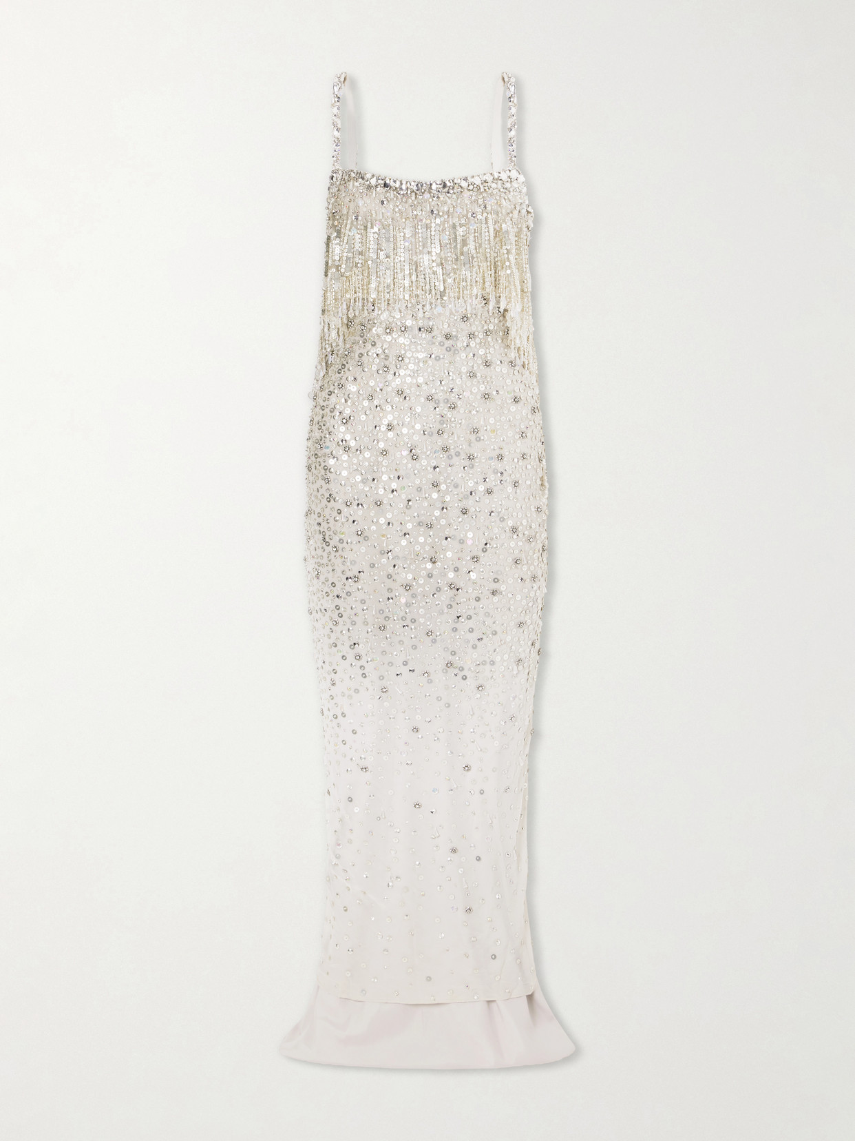 Iris Embellished Cape-effect Georgette Gown - Silver