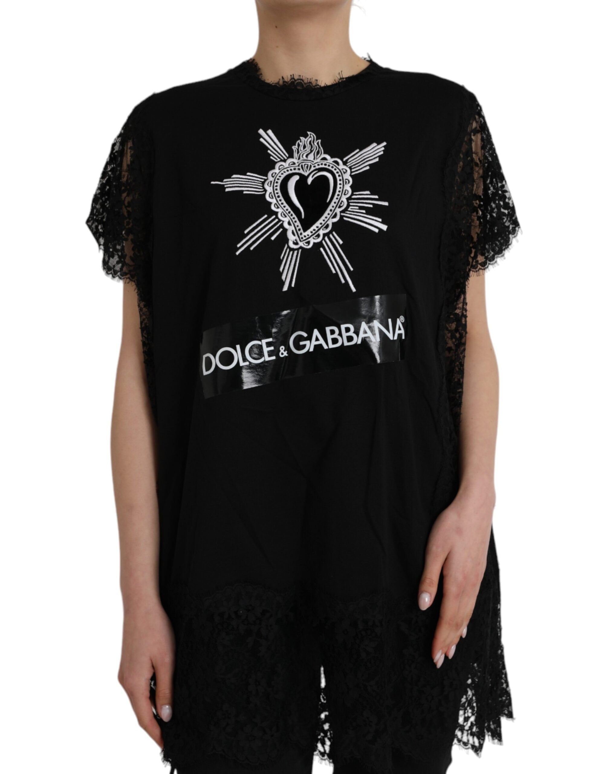 Sacred Heart Print T-Shirt — Black