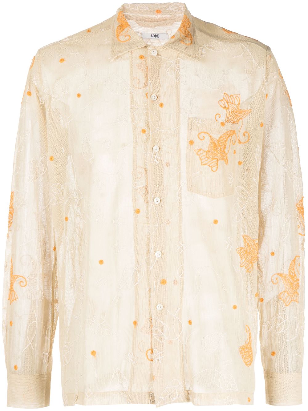Mesh Lilium long-sleeve shirt - Neutrals