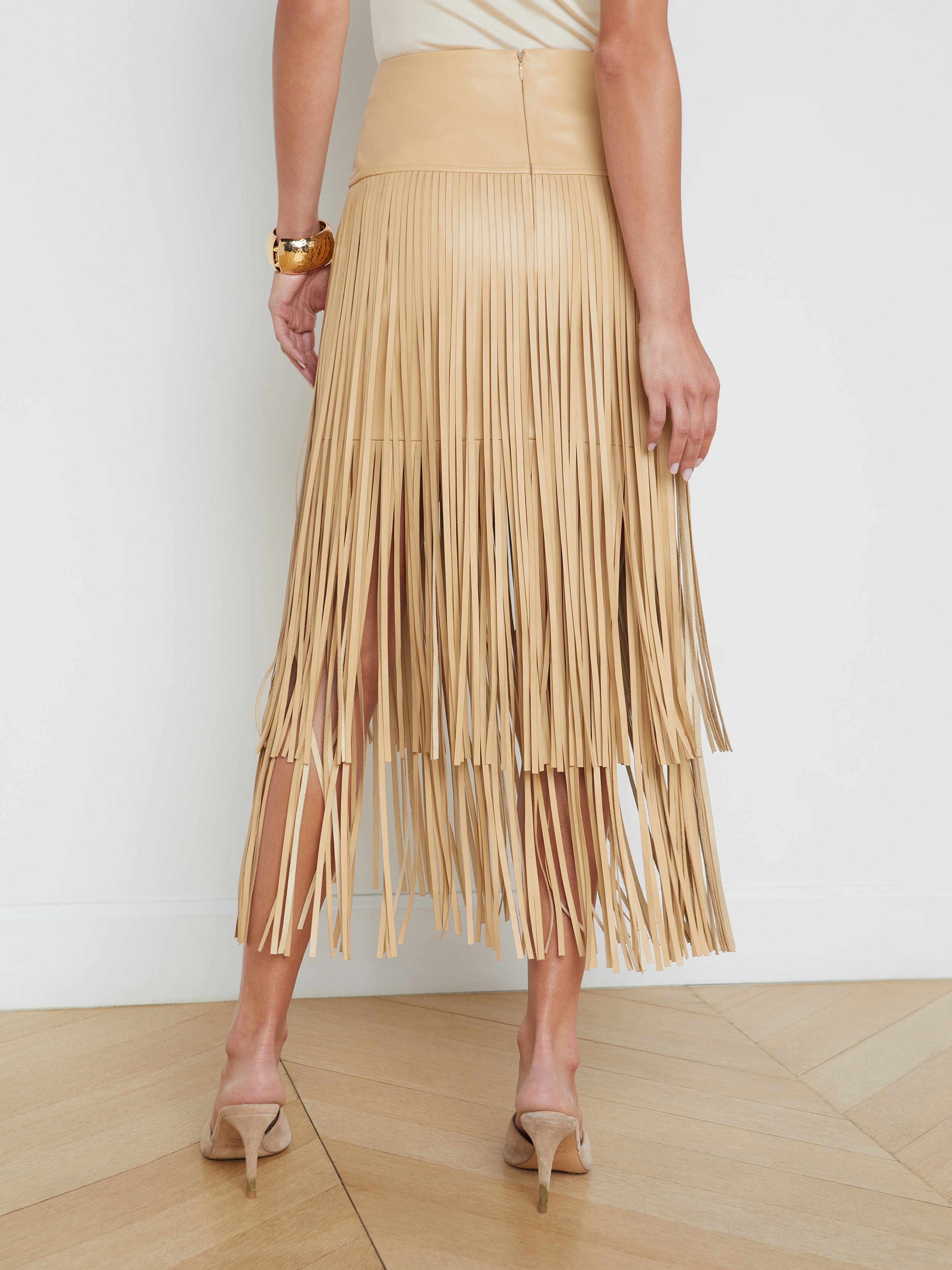 Karolina Fringe Skirt In Croissant