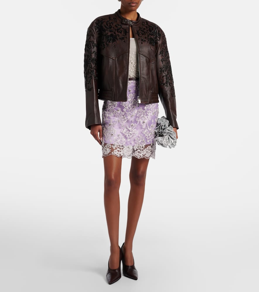 Beaded leather jacket