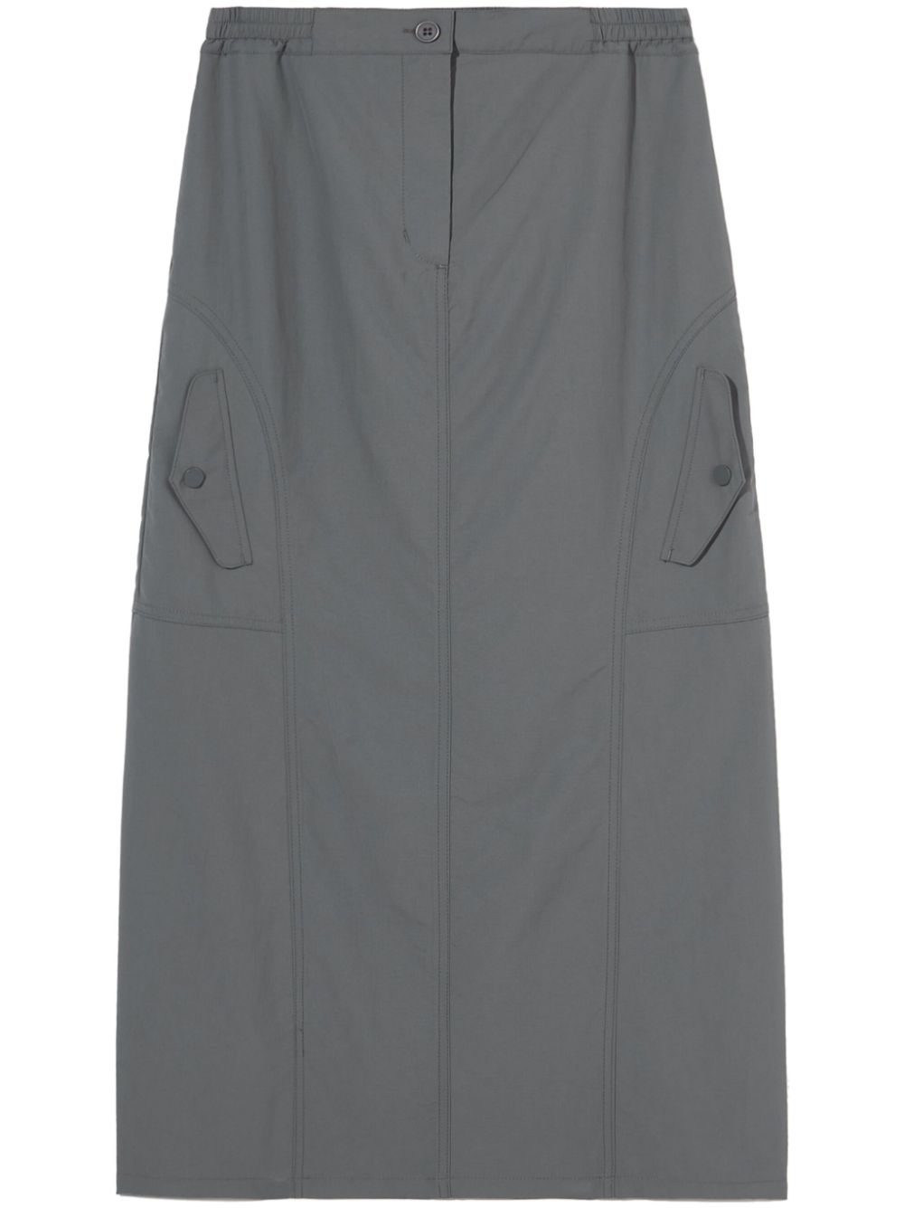 High-waist cargo midi skirt - Grey
