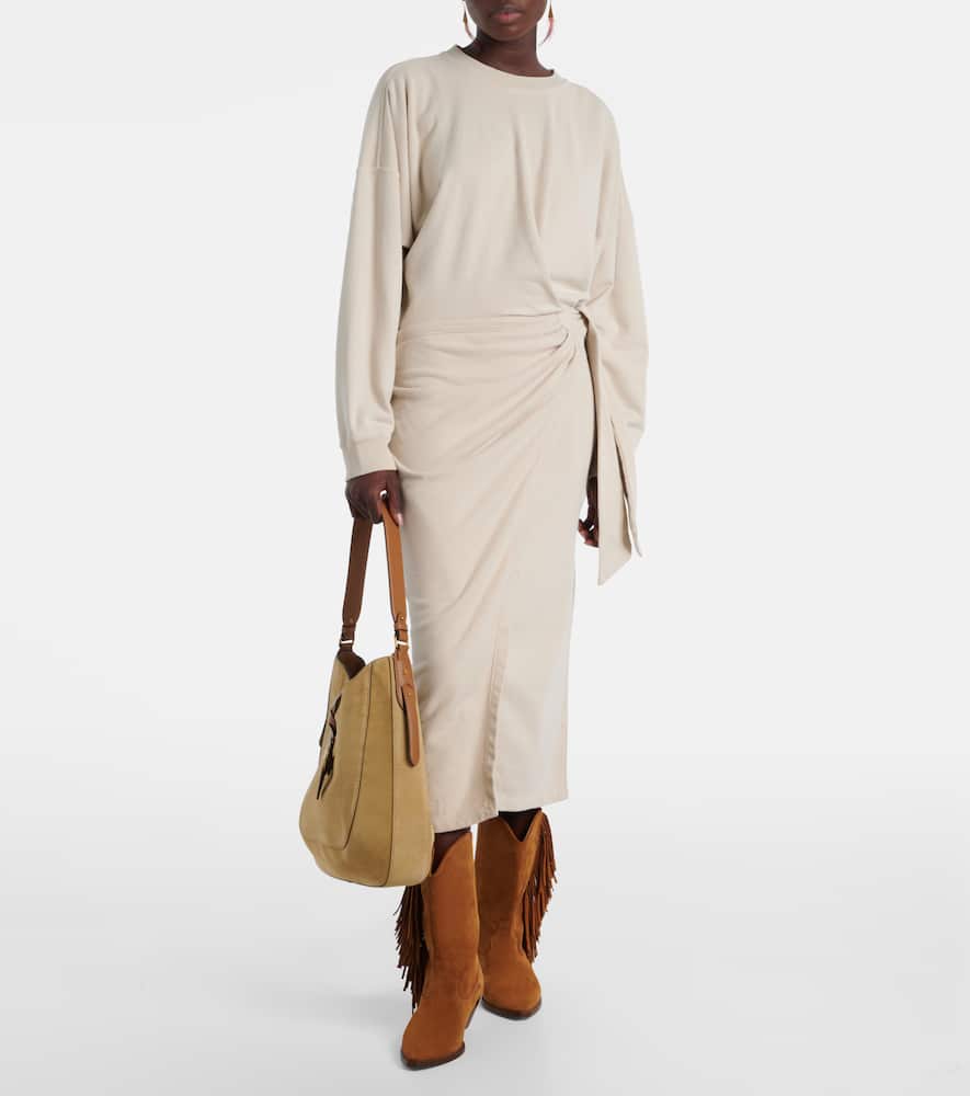 Draped cotton jersey sweatshirt dress