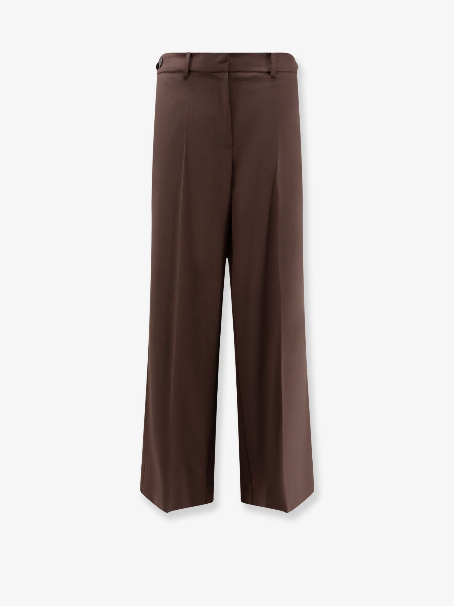 Stretch Virgin Wool Trousers — Brown
