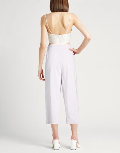 Woman Pants Lilac Size 10 Linen, Polyester, Viscose, Elastane