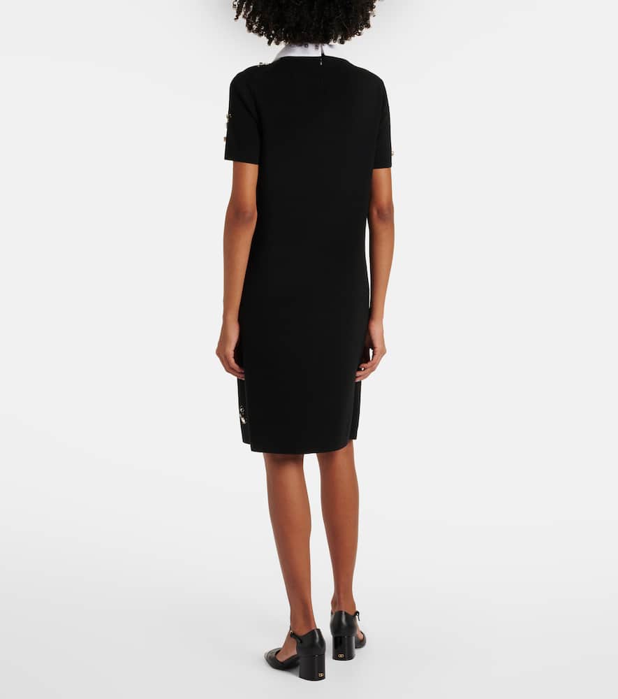 Embellished wool-blend midi dress