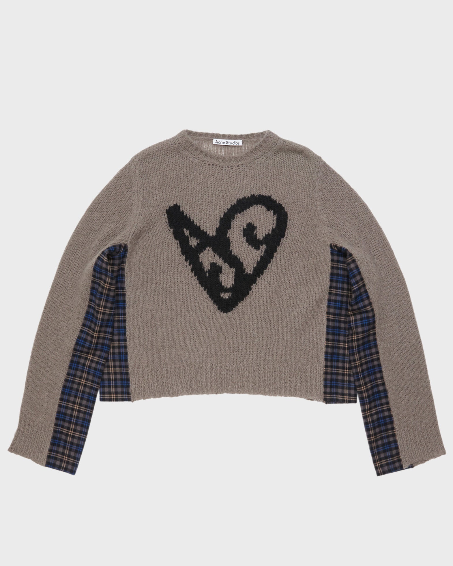 Acne Studios Sweater Relaxed Fit Deconstructed Heart Taupe
