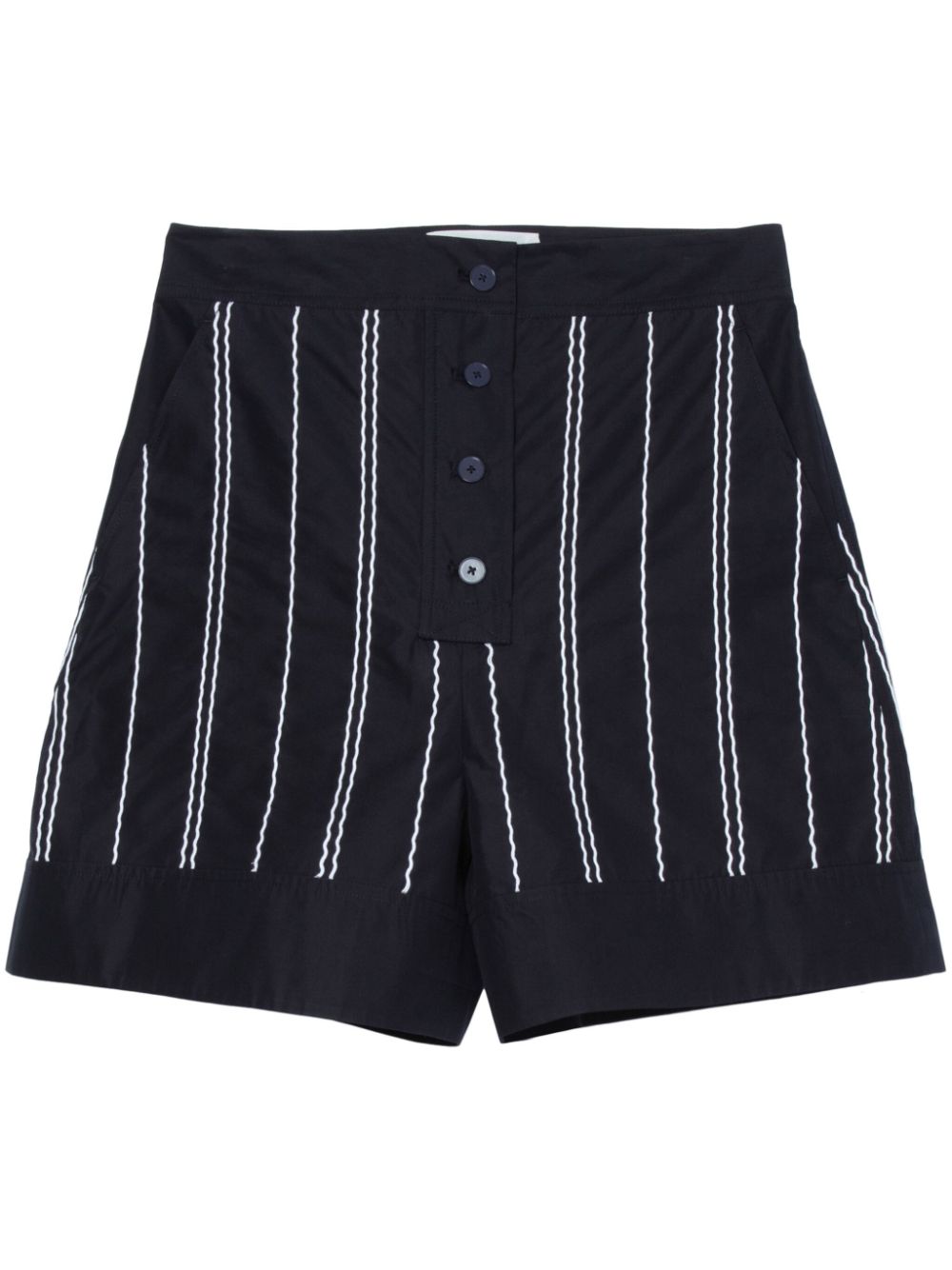 Wave-stitching thigh-length shorts - Blue