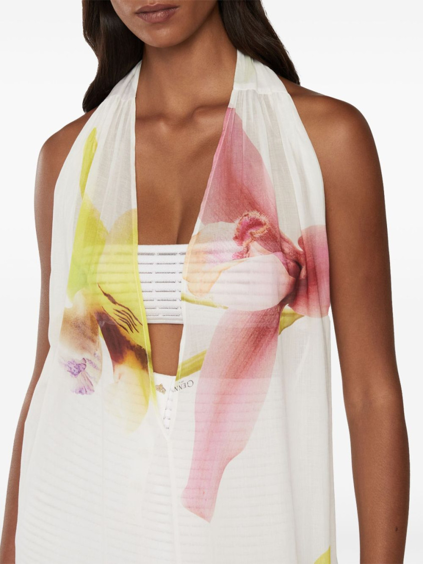 Long Dress With Orchid Print