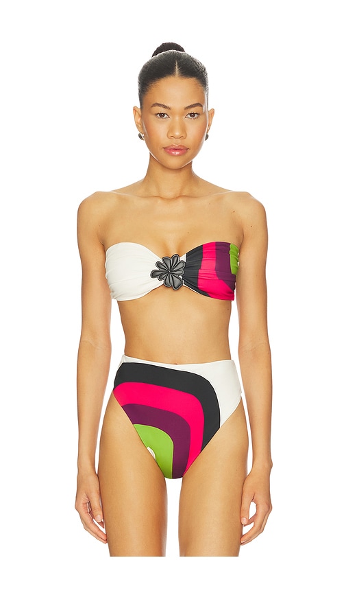 Cala de la Cruz Maple Bikini Top in White,Fuchsia. - S also in XS, M