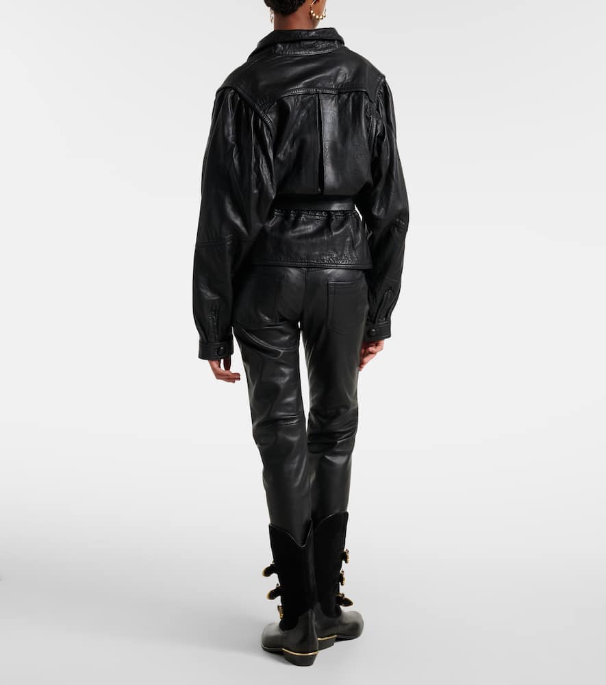 Vanel leather straight pants