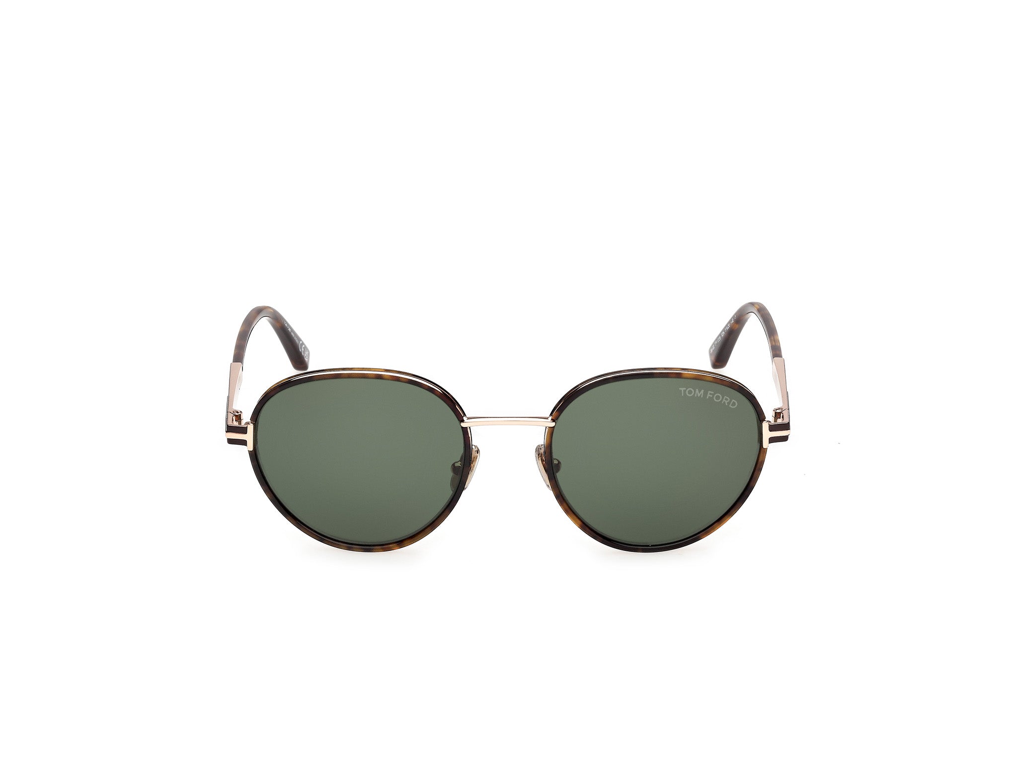 TOM FORD Unisex TOM FORD FT1339 JET-02 52N Sunglasses Metal Havana Green Round Norma