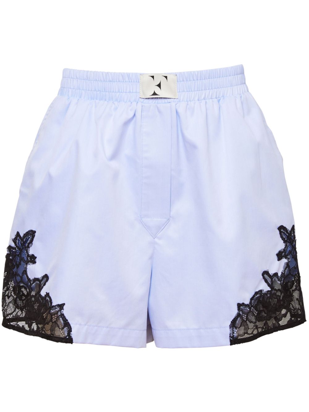 Lace-insert poplin boxer shorts - Blue
