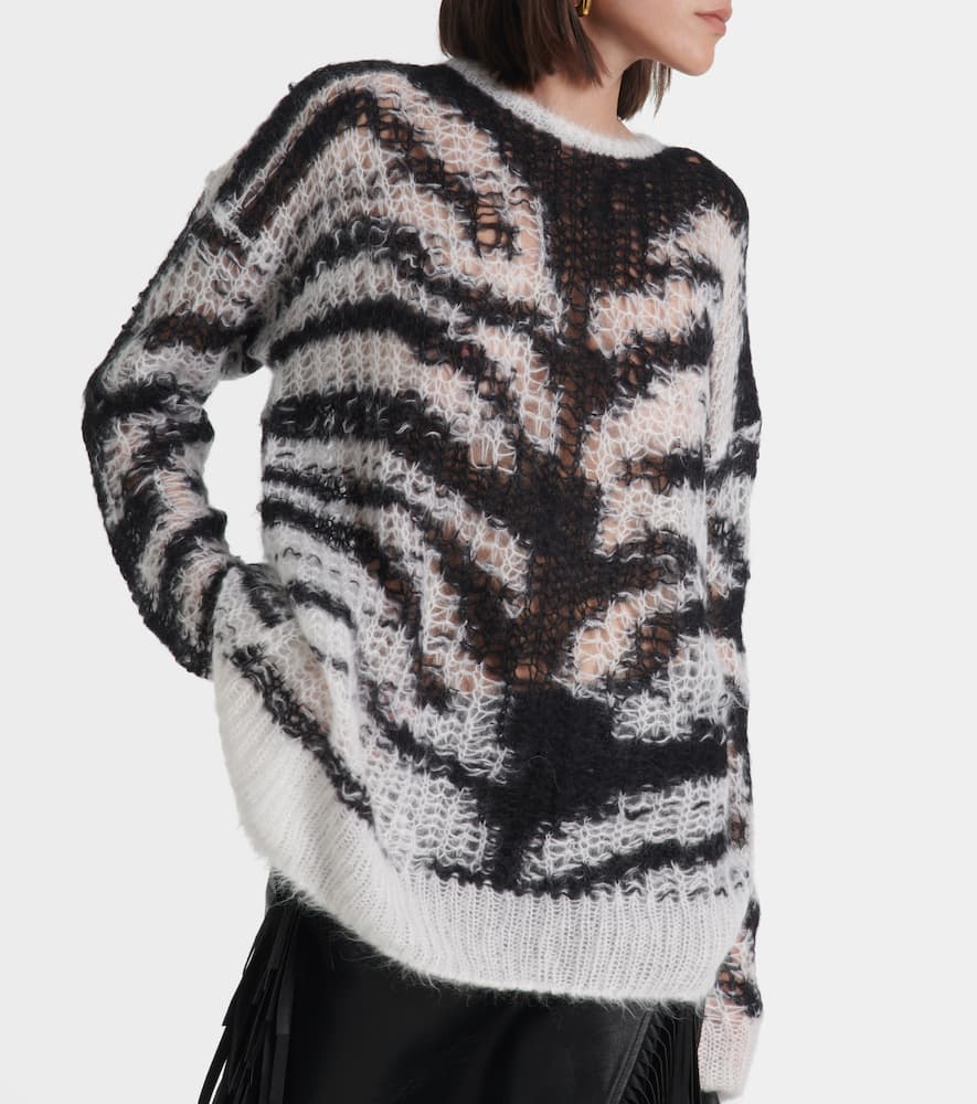 Zebra-print wool-blend sweater