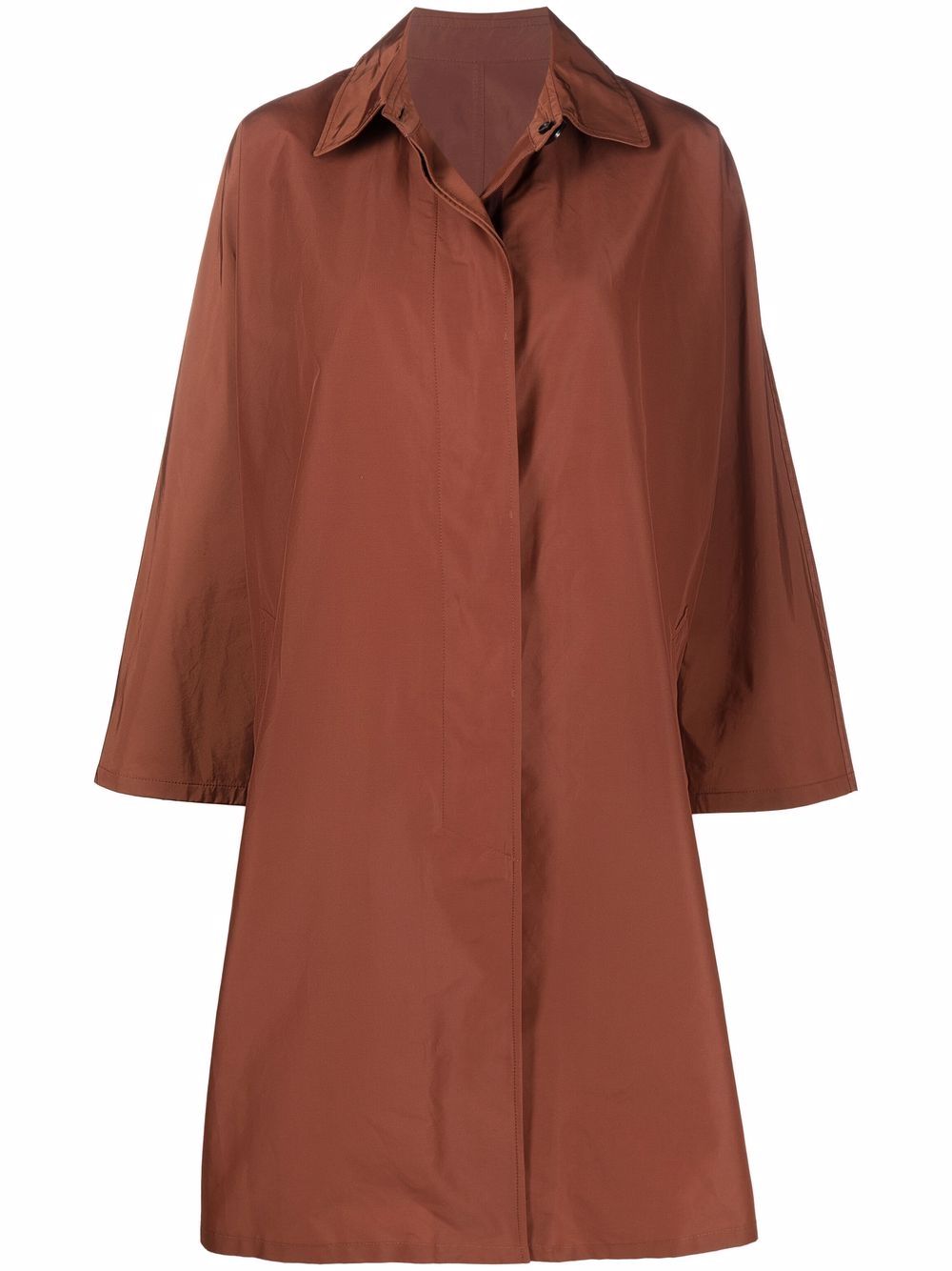 Concealed-front fastening coat - Brown