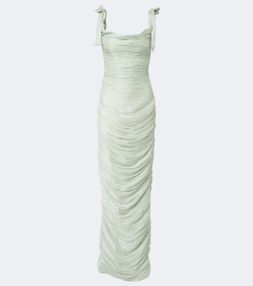 Pleated taffeta gown
