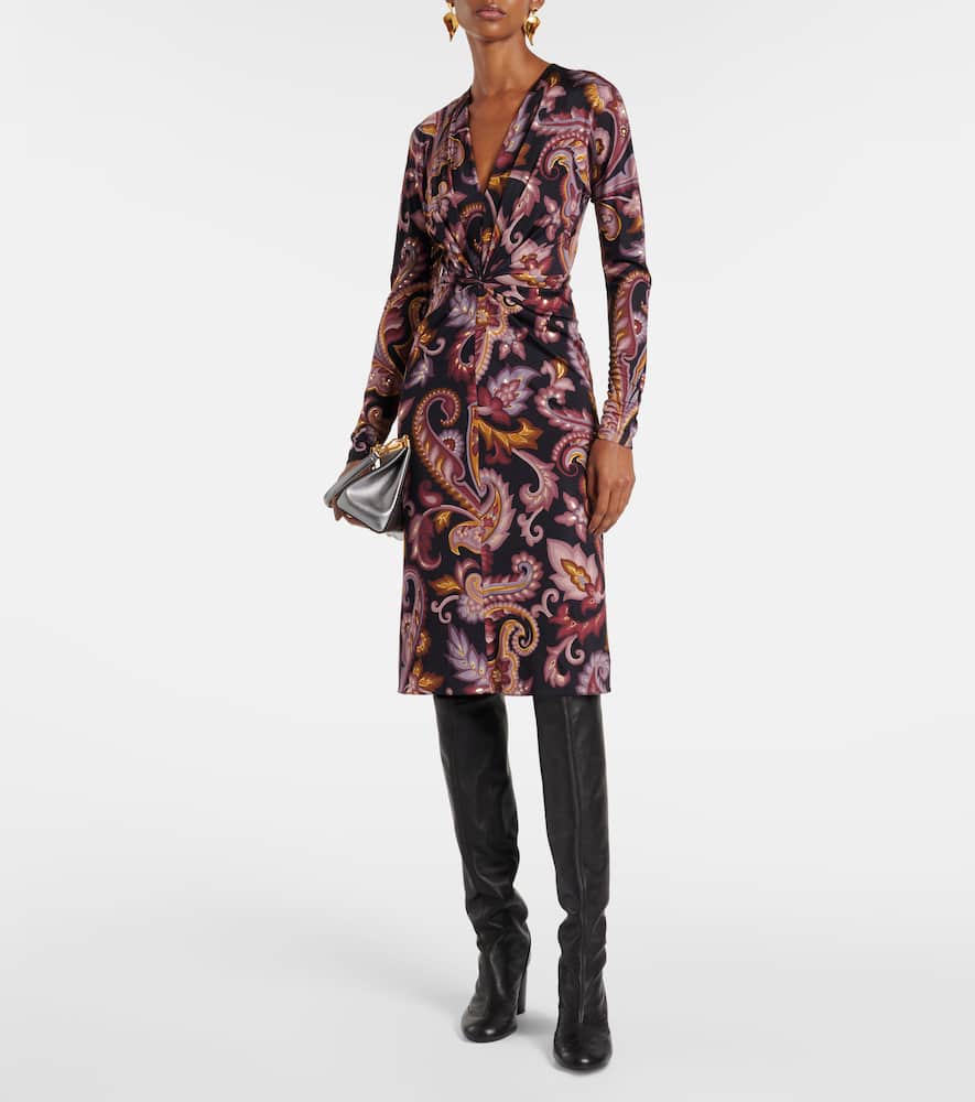 Paisley gathered midi dress