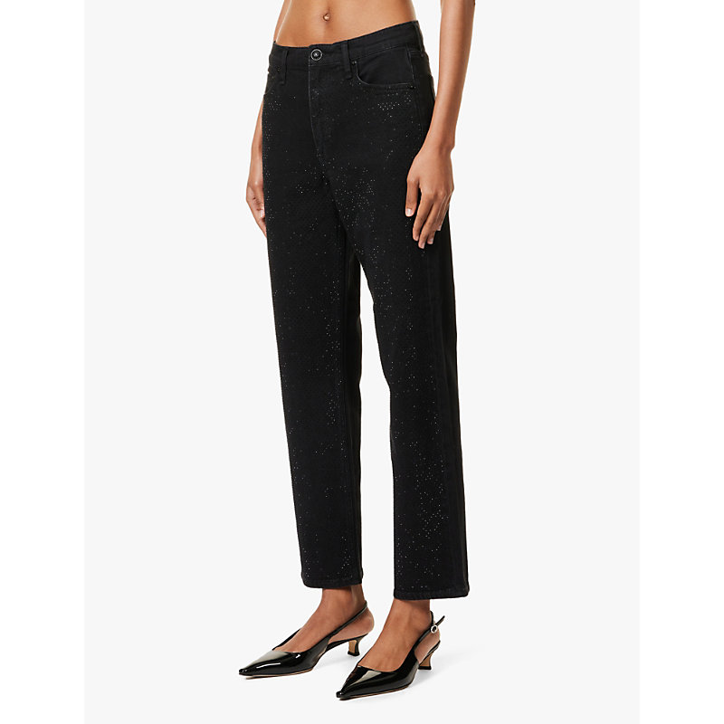 Womens Sirinjewel Harlow Rhinestone-embellishment Straight-leg Mid-rise Stretch-denim Jeans