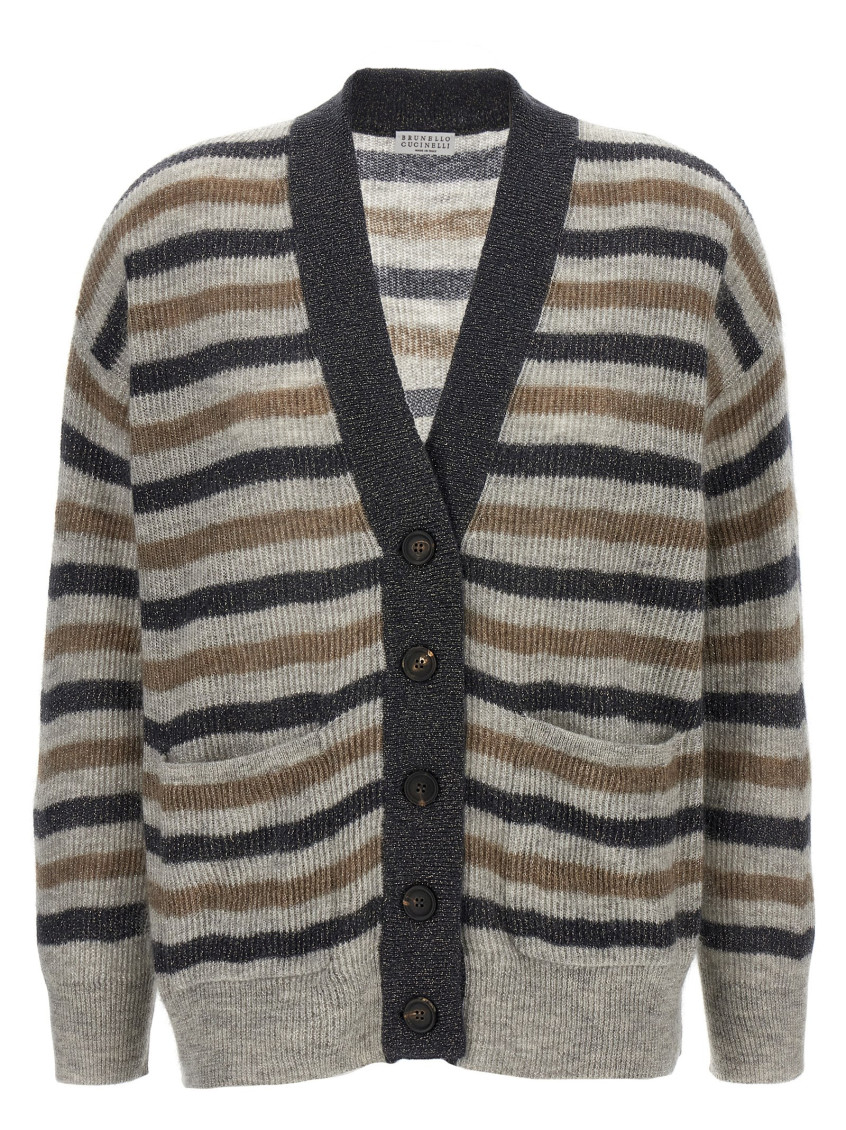 Brunello Cucinelli - Lurex Wool Cardigan Sweaters And Cardigans Multicolor