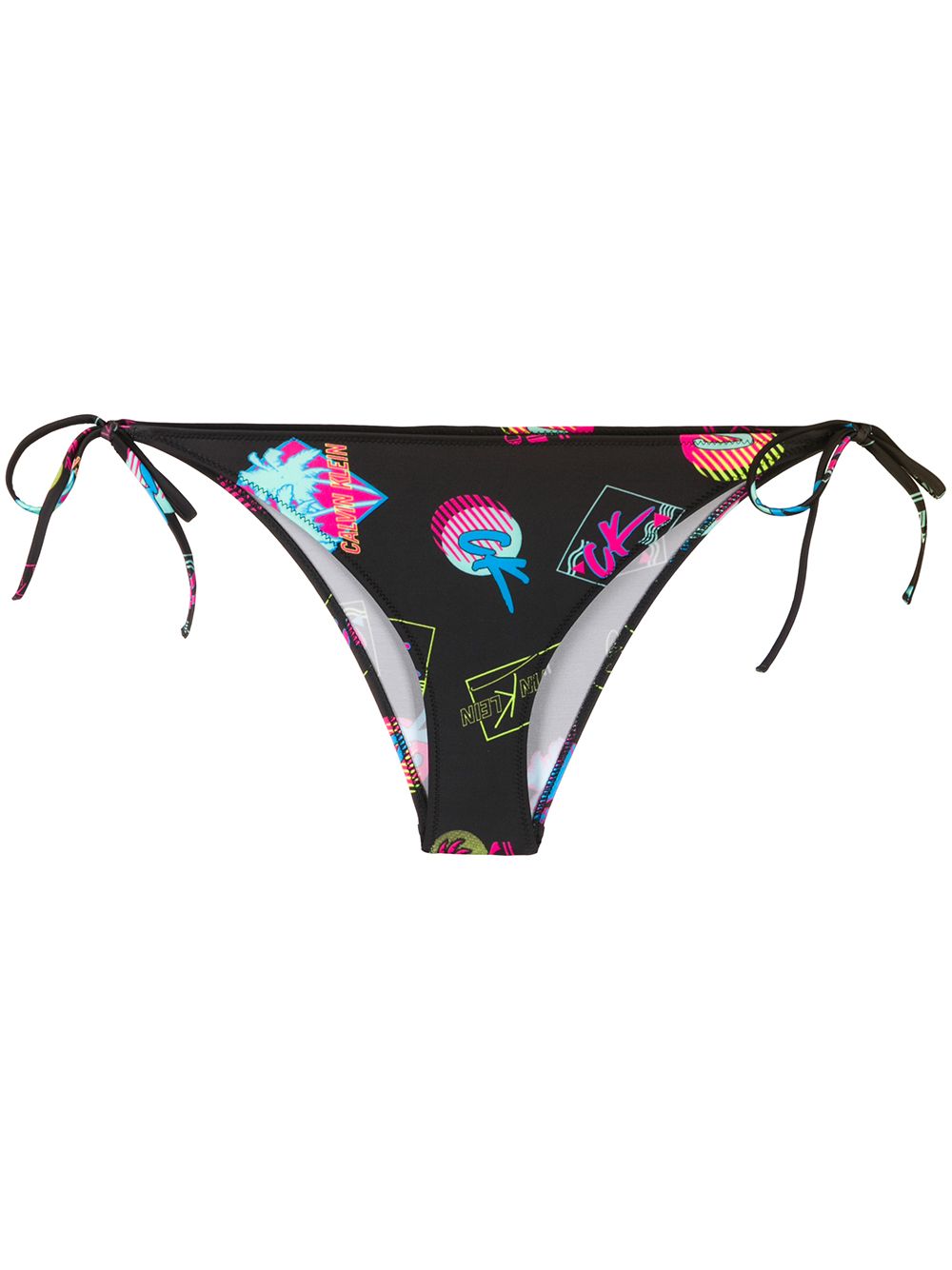 Motif badges printed bikini bottom - Black