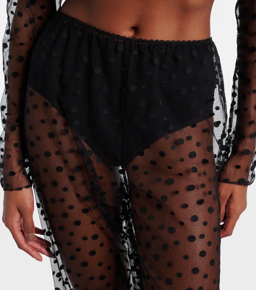 Chloé Polka-dot cotton-blend tulle straight pants