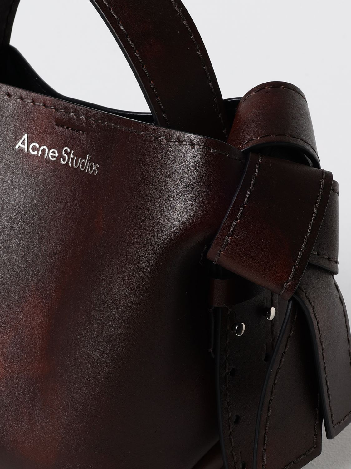 Small Musubi leather tote bag - Brown