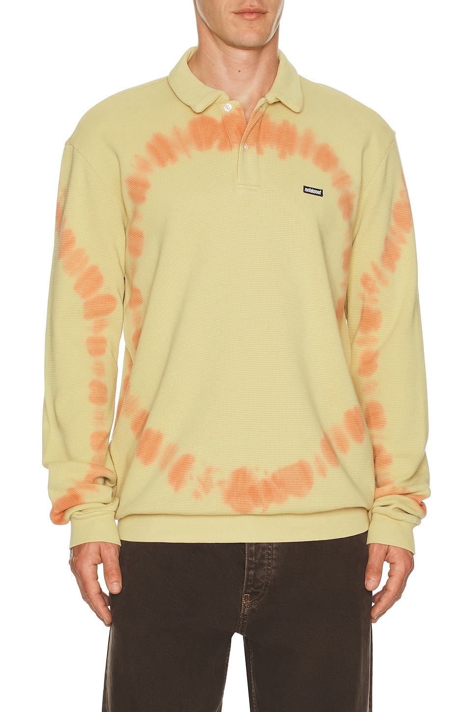 Metalwood Studio Mini Metal Logo Thermal Polo in Slime - Yellow. XL also in S