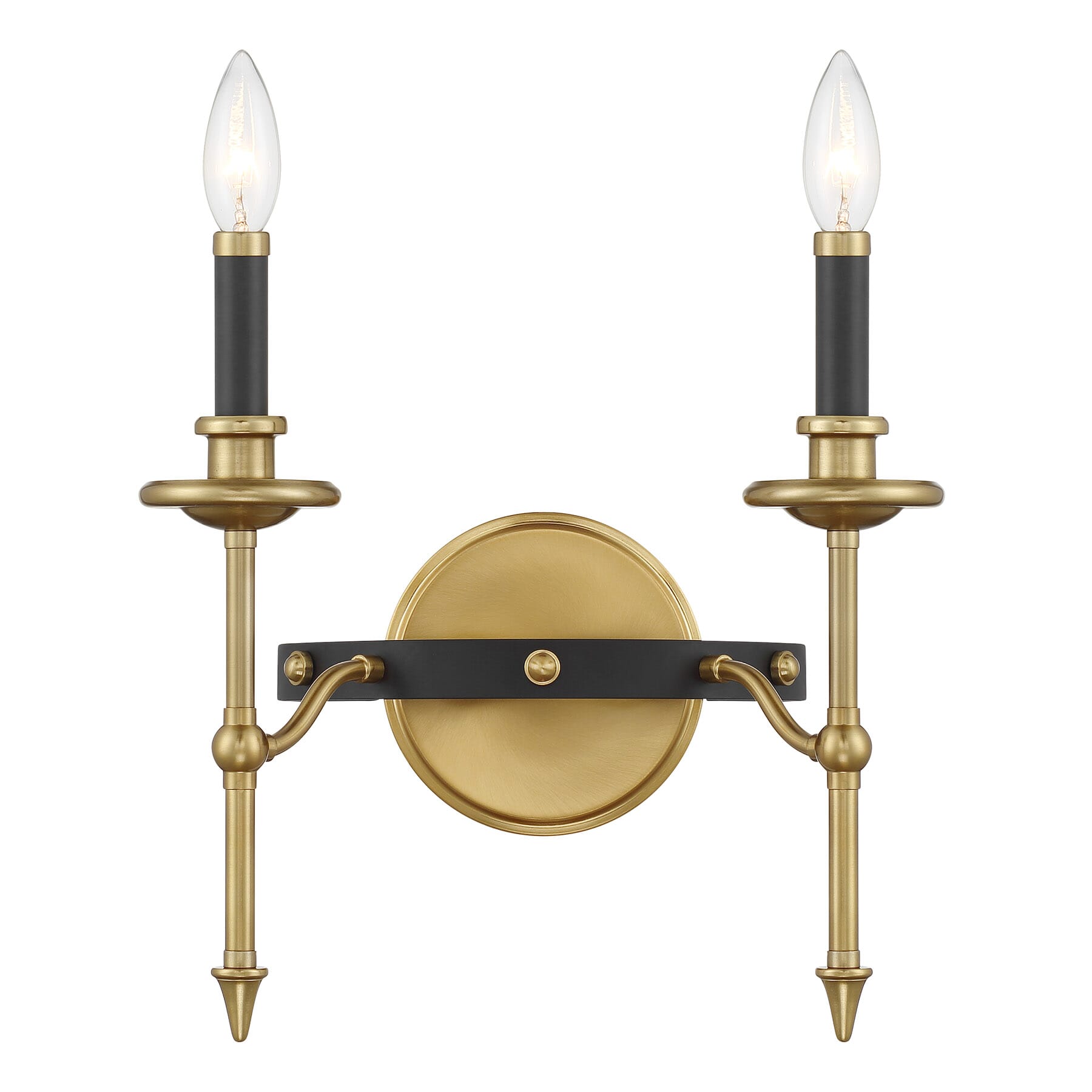 Consulate 2-Light Wall Sconce in Matte Black and Warm Bra