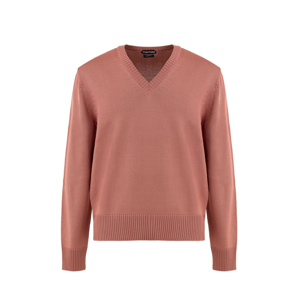 V-Neck Viscose Blend Sweater — Pink
