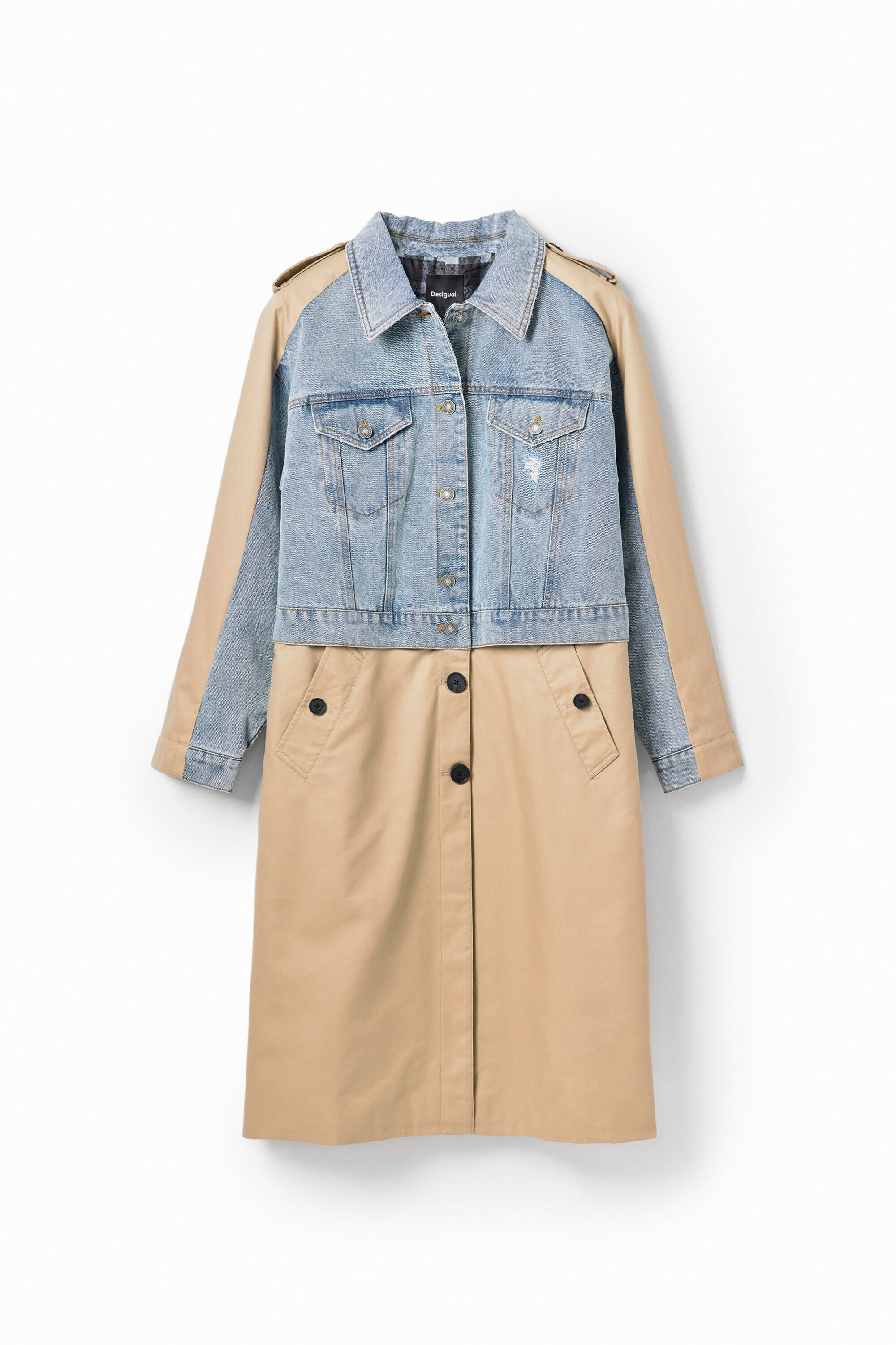 Hybrid denim trench coat