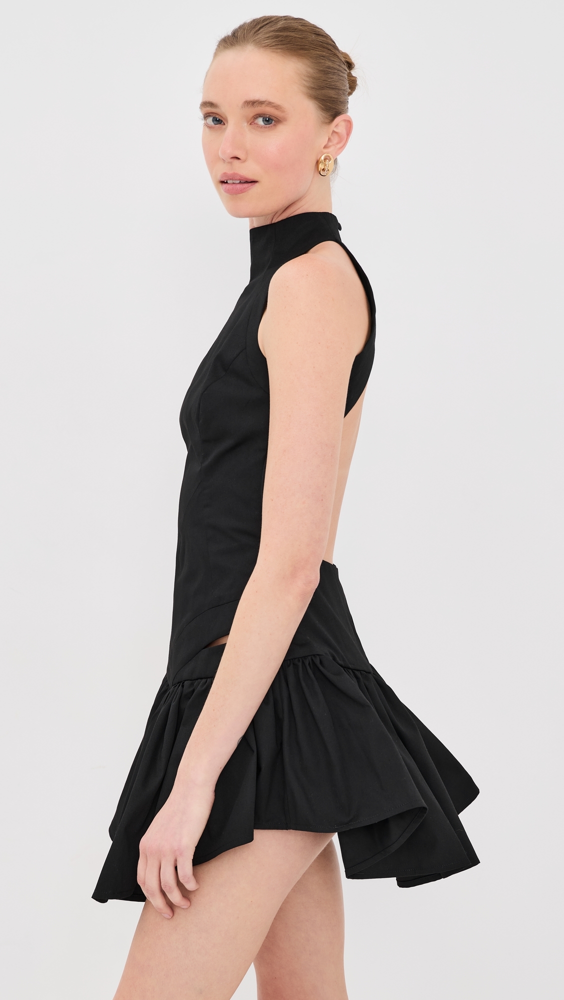 High Neck Backless Mini Dress Black