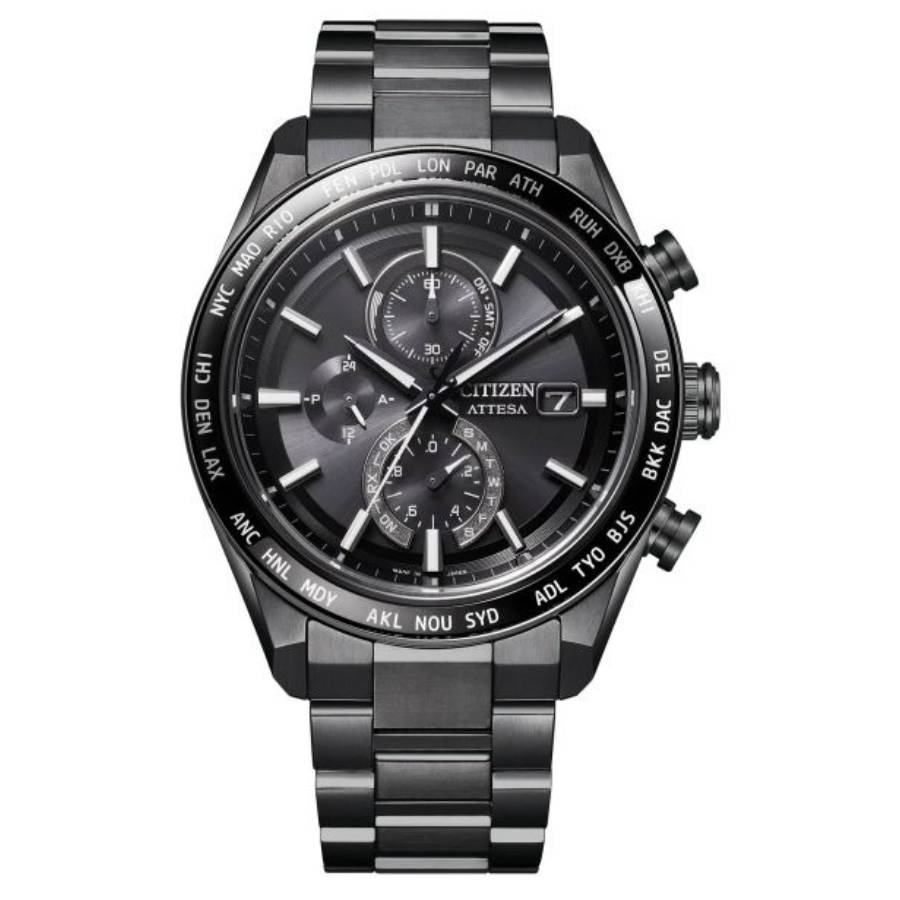 Attesa Perpetual Chronograph Black Dial Mens Watch AT8294-59E