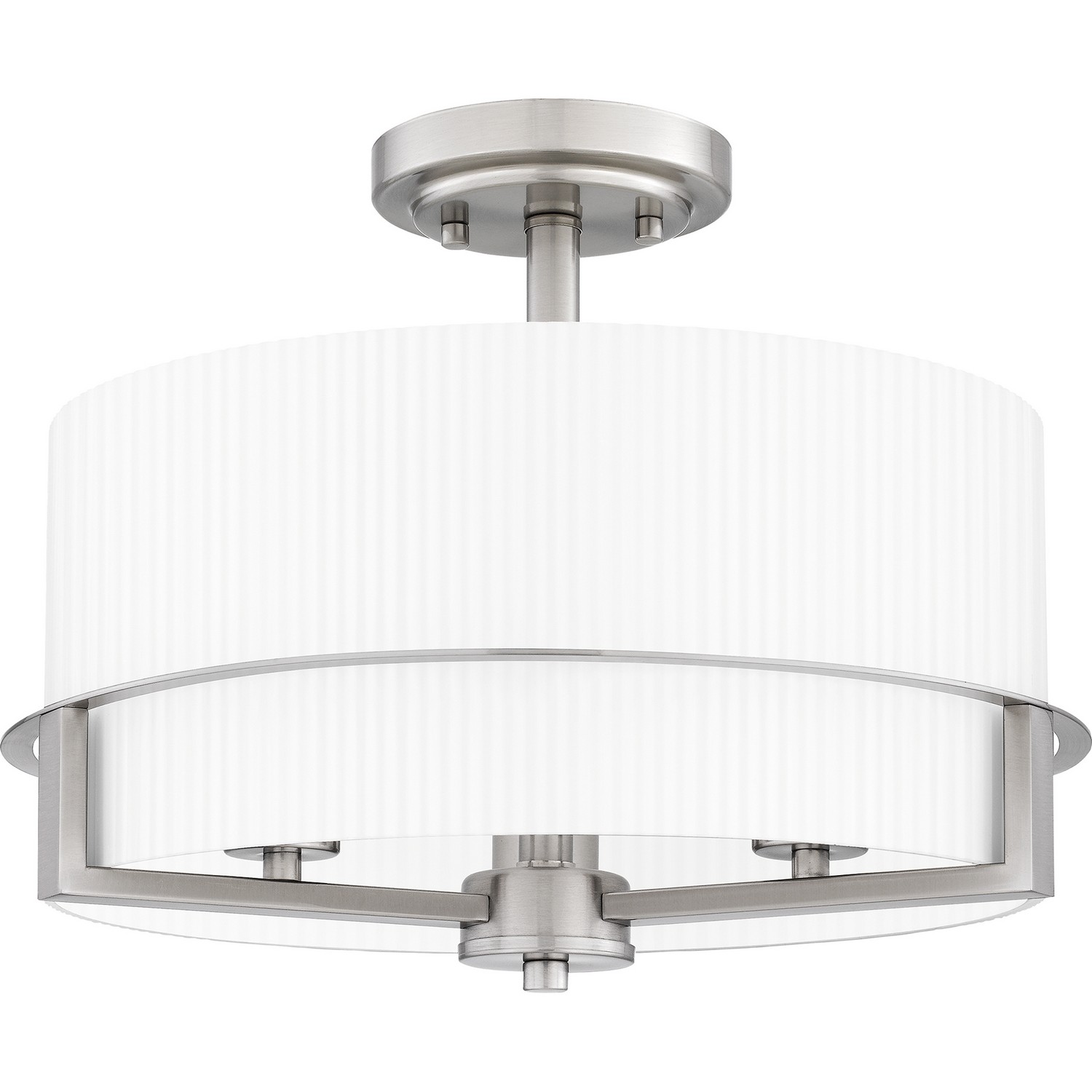 Brushed Nickel Three Light Semi Flush Mount from the Seymour Collection