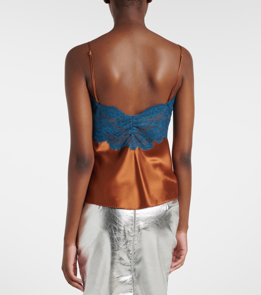 Lace-trimmed silk satin camisole