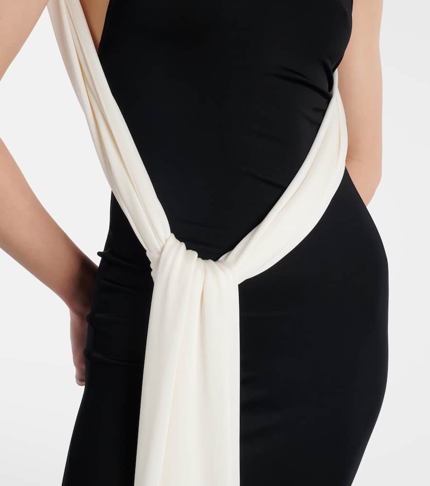 Leia scarf-detail halterneck gown