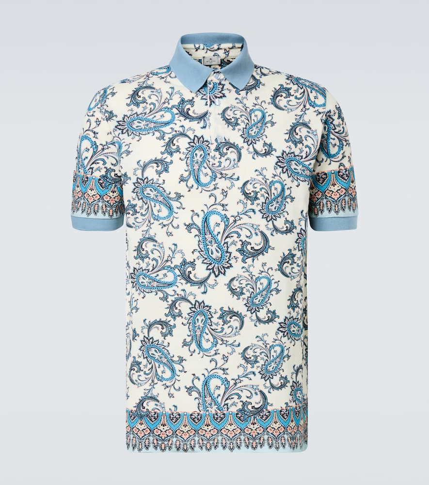 Paisley cotton piqué polo shirt