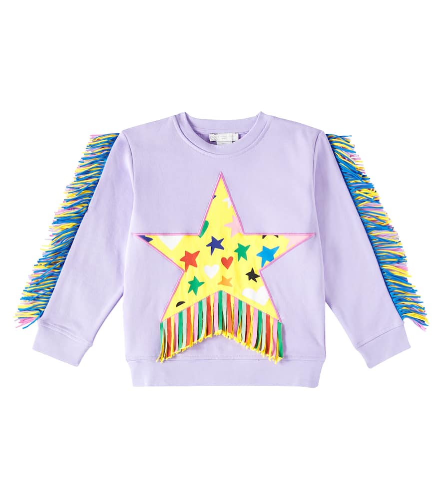Stella McCartney Kids Fringed cotton jersey sweatshirt