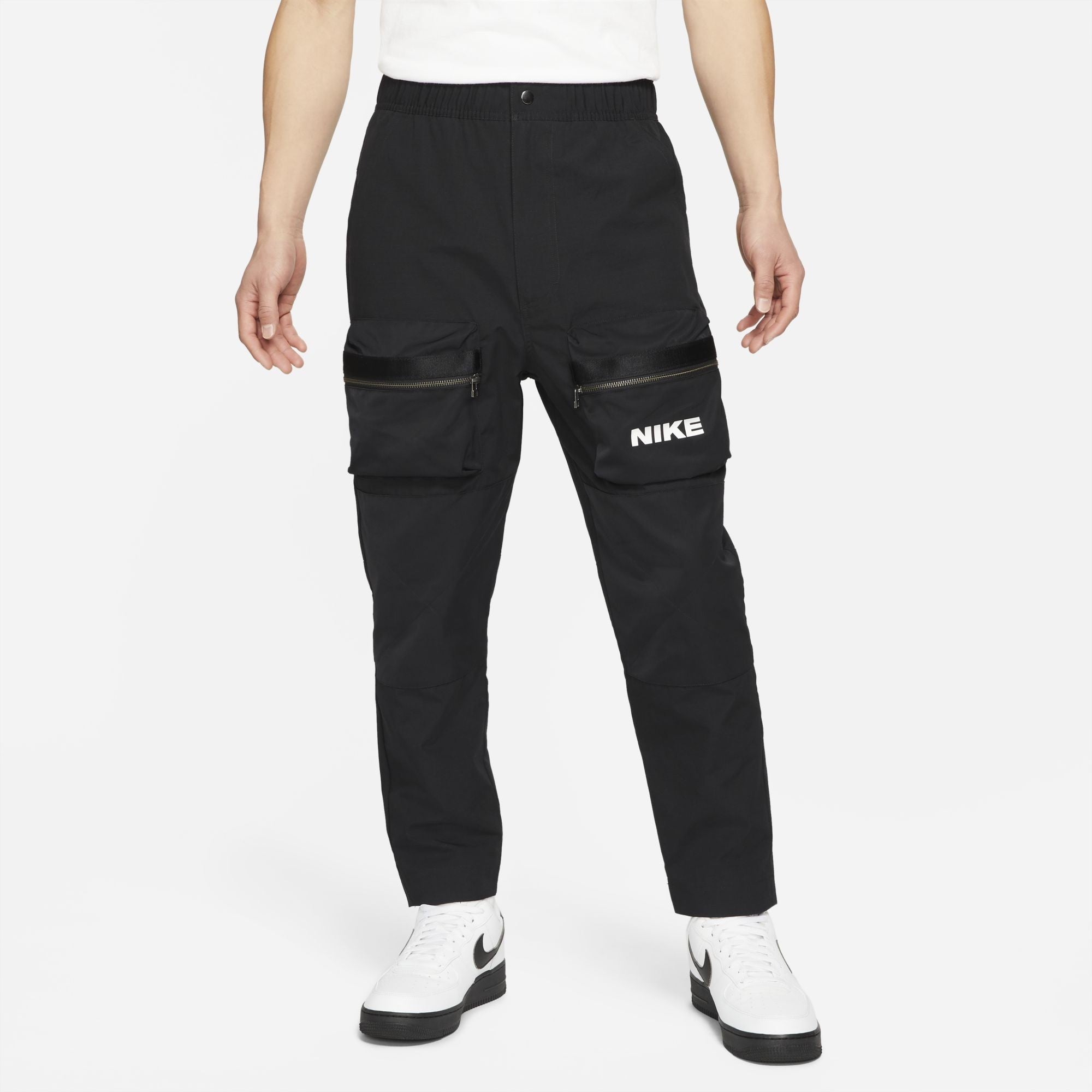 City Made Cargo Logo Casual Sports Long Pants Black
