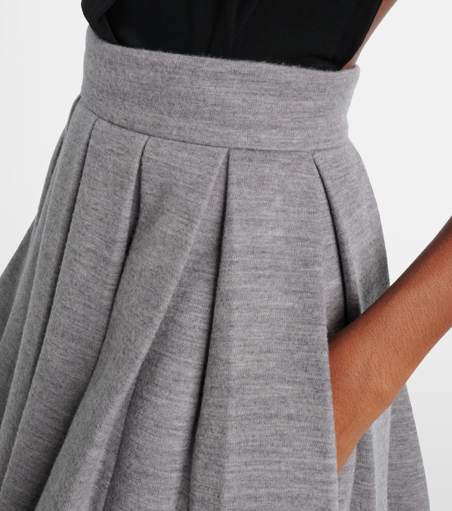Pleated wool and cotton-blend miniskirt