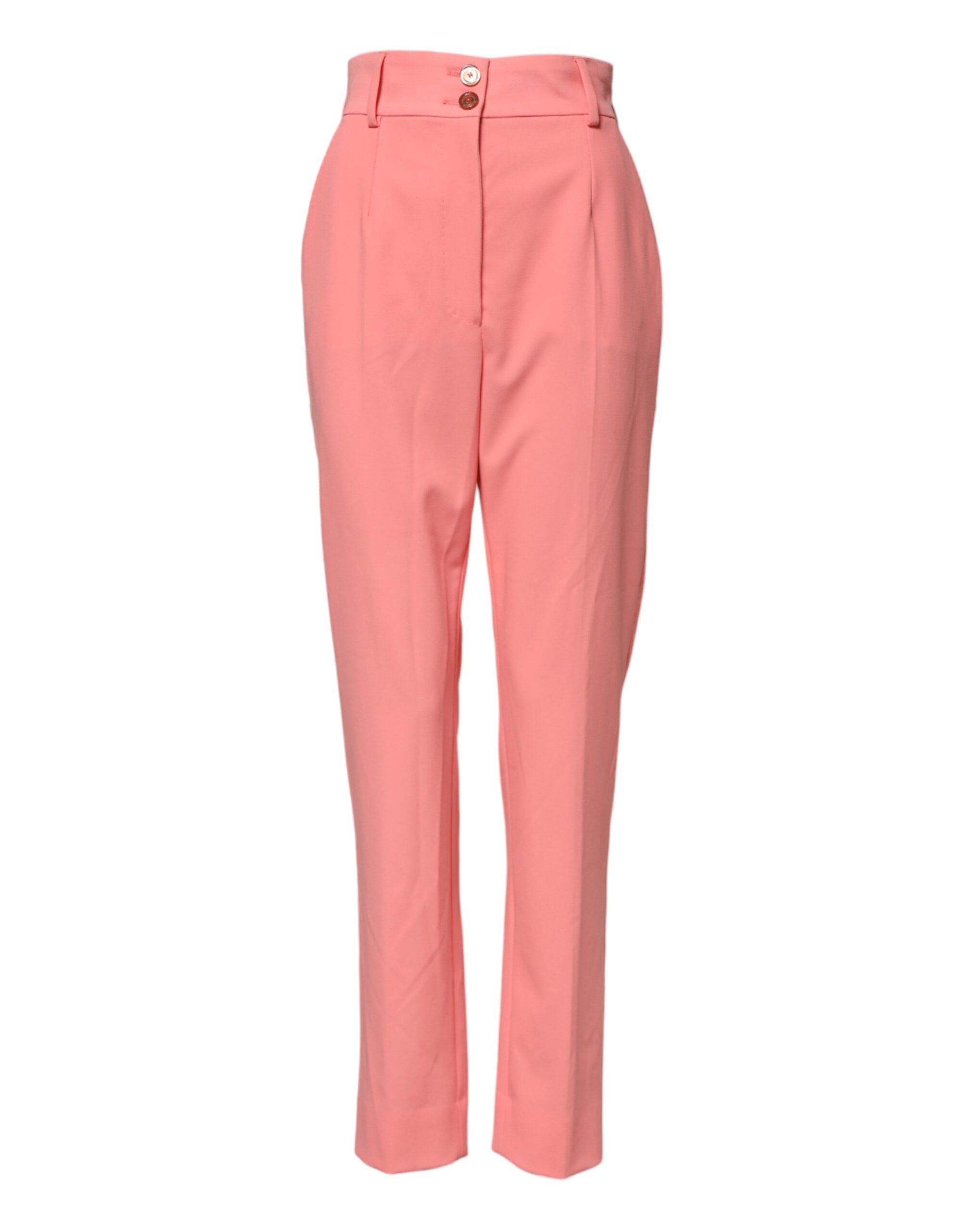 High-Waist Tapered Trousers — Pink