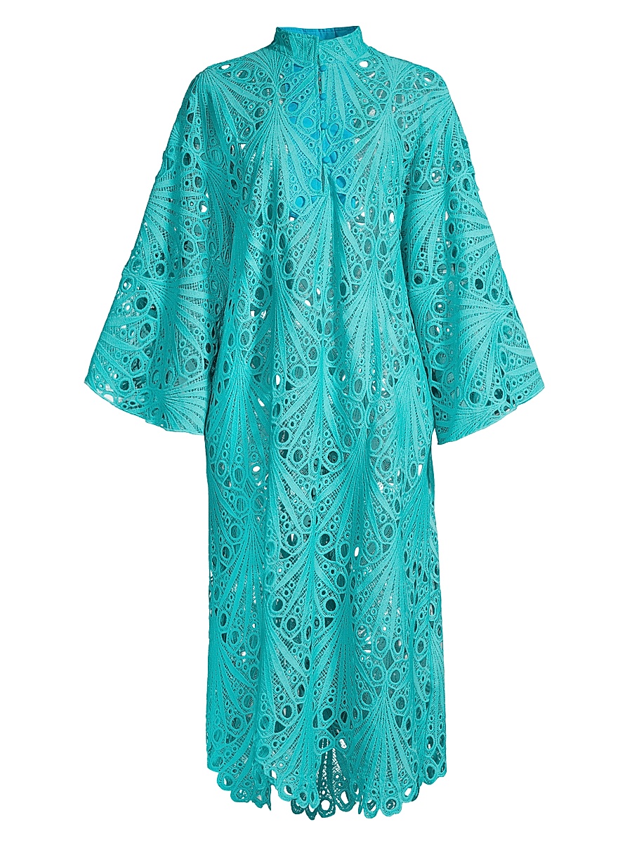 Women's Shell Lace Caftan-Style Dress - Turquoise