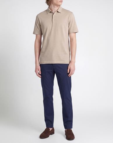 Man Polo shirt Beige Size L Cotton, Lyocell