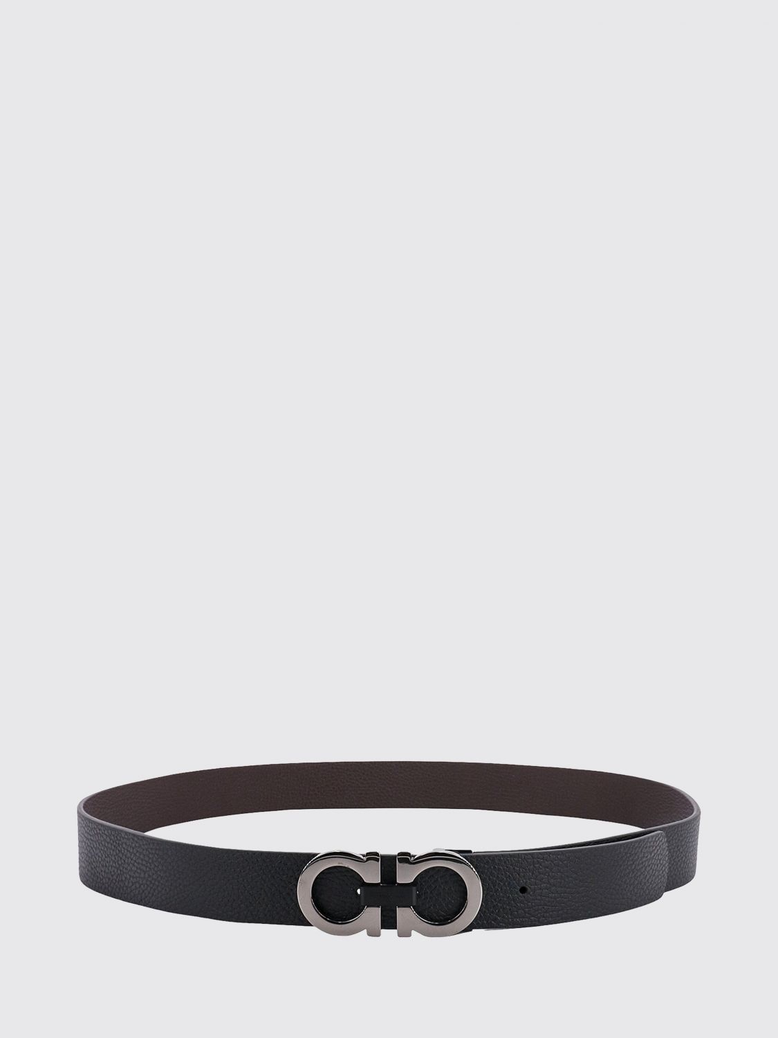 Gancini silver-tone hardware belt - Black
