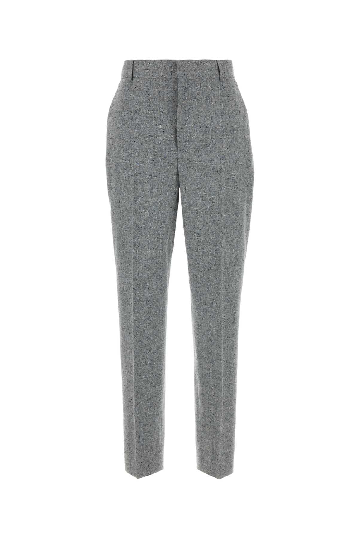Silk-Blend Melange Trouser — Gray