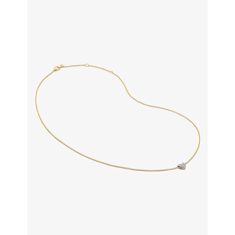 Womens Yellow Gold Heart 18ct Yellow Gold-plated Vermeil Sterling-silver and 2.4ct Pendant Necklace 1 Size