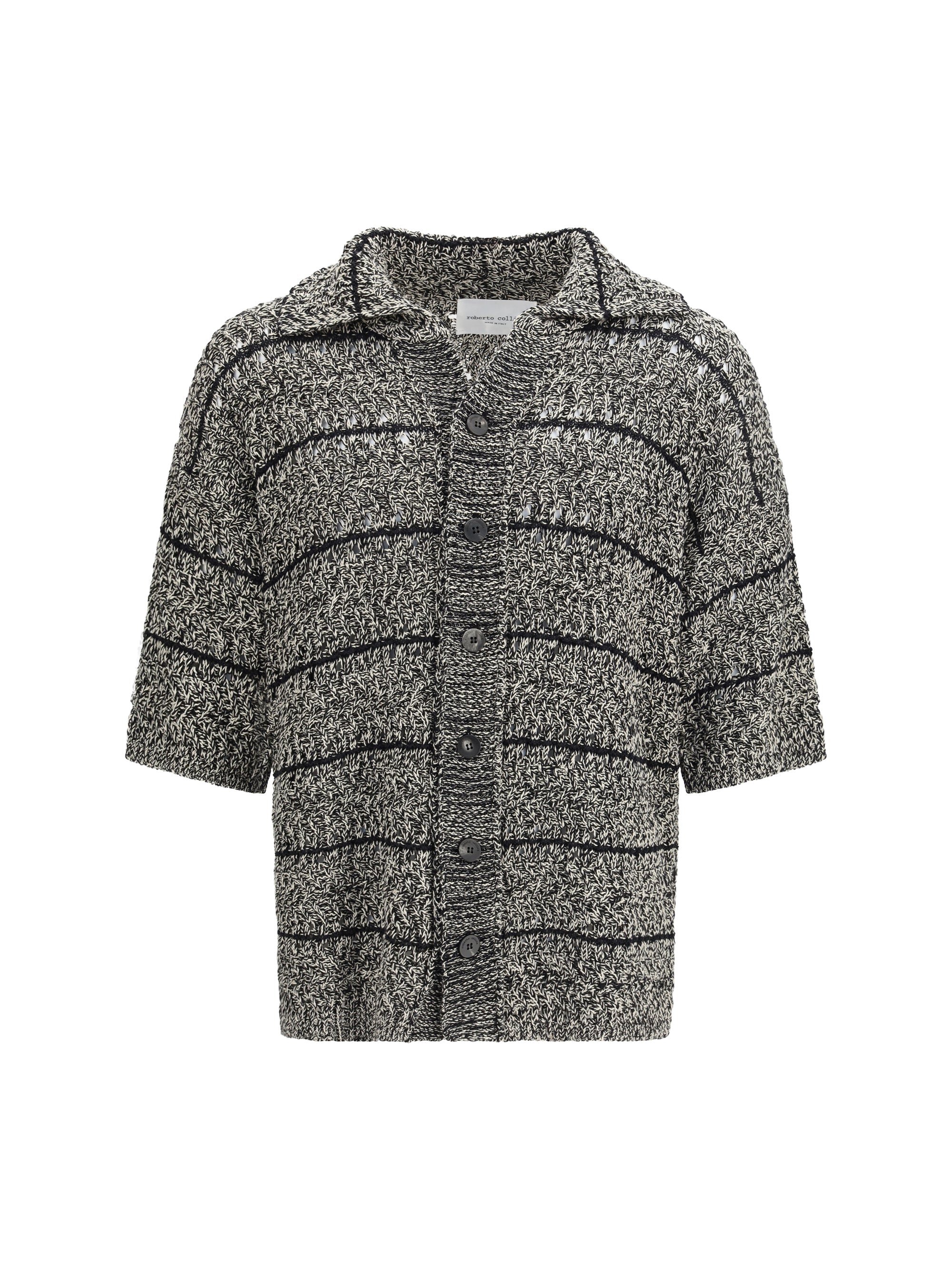 Mouliné Texture Knit Shirt — Gray