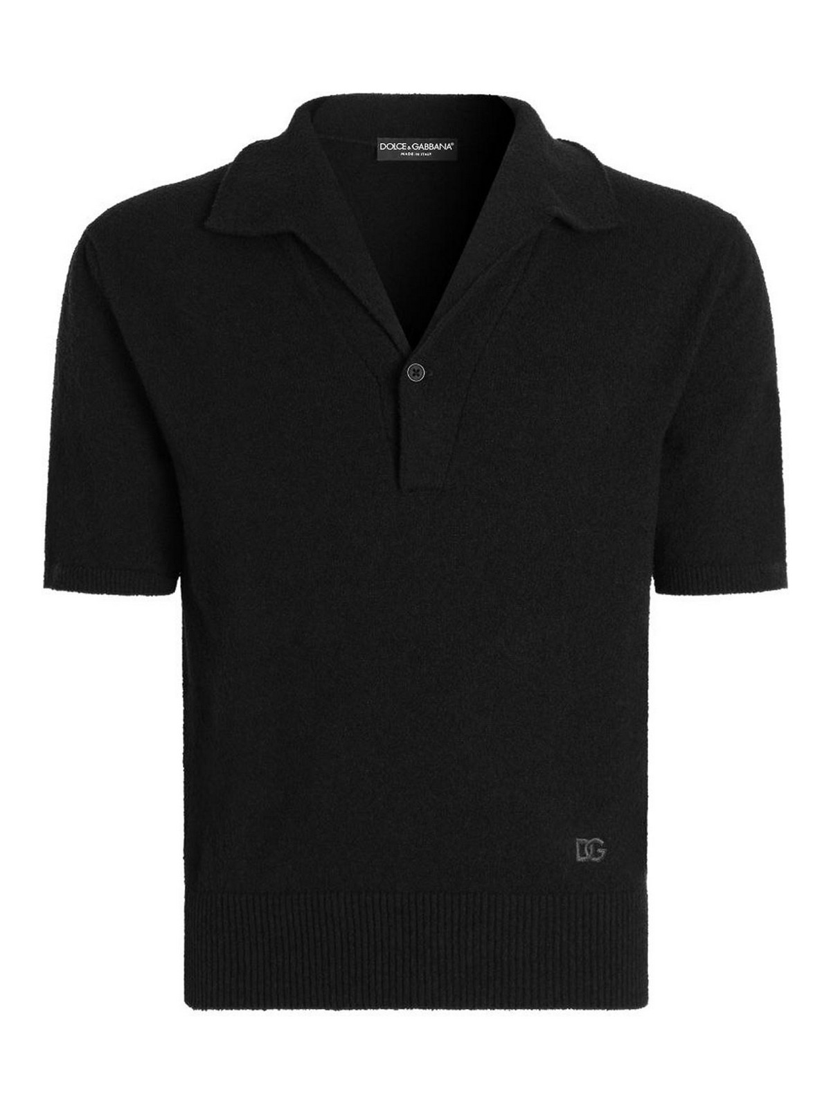 Black Cotton Blend Polo Shirt